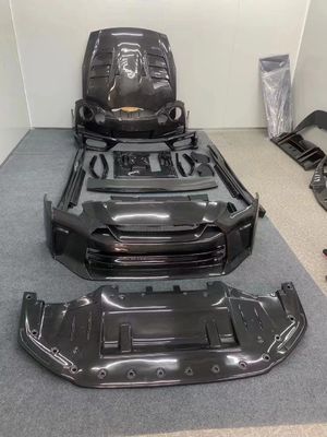 Para el Nissan GTR R35 Kit de cuerpo de fibra de carbono GTR mejorado Top Style de fibra de carbono delantero y trasero parachoques de la falda lateral