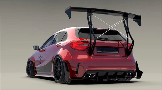 Para el Mercedes AMG A45 Kit de carrocería de fibra de carbono A45 mejorado de estilo superior Kit de carrocería ancho de la pala delantera del difusor