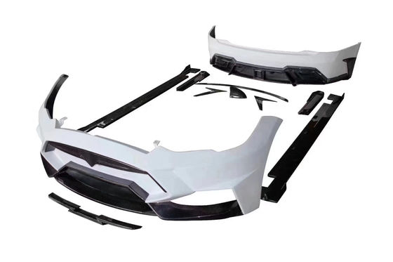 Venta de Model S Kit de cuerpo de fibra de carbono delantero y trasero parachoques faldas laterales Spoiler para Tesla Model S