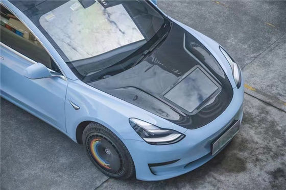 146cm Modelo 3 Kit de cuerpo de Tesla Capó de plástico transparente de fibra de carbono