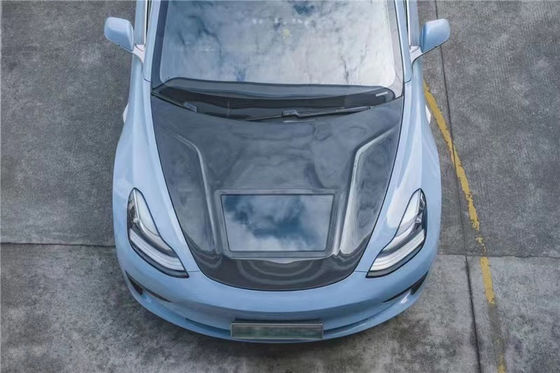 146cm Modelo 3 Kit de cuerpo de Tesla Capó de plástico transparente de fibra de carbono