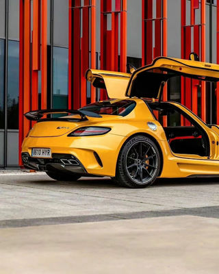 Para Mercedes SLS R197 Carrocería de Fibra de Carbono SLS Actualizaciones Serie Negra Estilo delantero y trasero Bumper Spoiler Hood